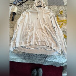 Fabletics Blank Athletic Workout Hoodie Sweatshirt White Size L Gym Athleisure